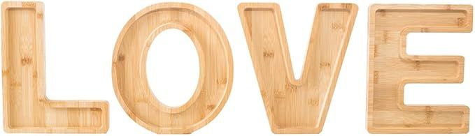 Shellmark LOVE Plates Set Decorative Letter Dish & Plates for Candy/Nuts, Large Bamboo, Free Stan... | Amazon (US)