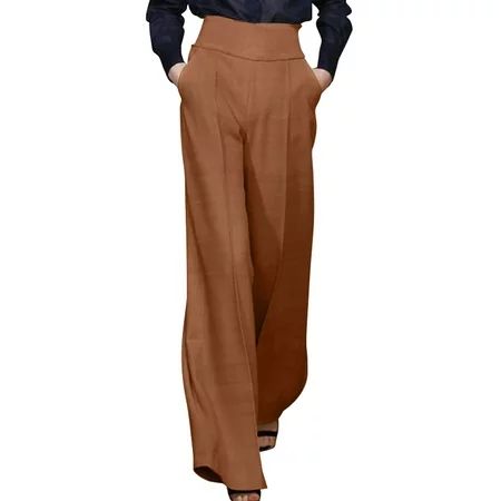 ZANZEA Women High Waist Straight Trousers Casual Wide Leg Pants | Walmart (US)