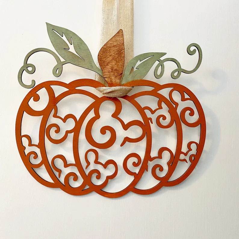 Mickey Inspired Pumpkin Door Hanger Wall Hanging Fall Decor Halloween Thanksgiving Hidden Mickey ... | Etsy (US)