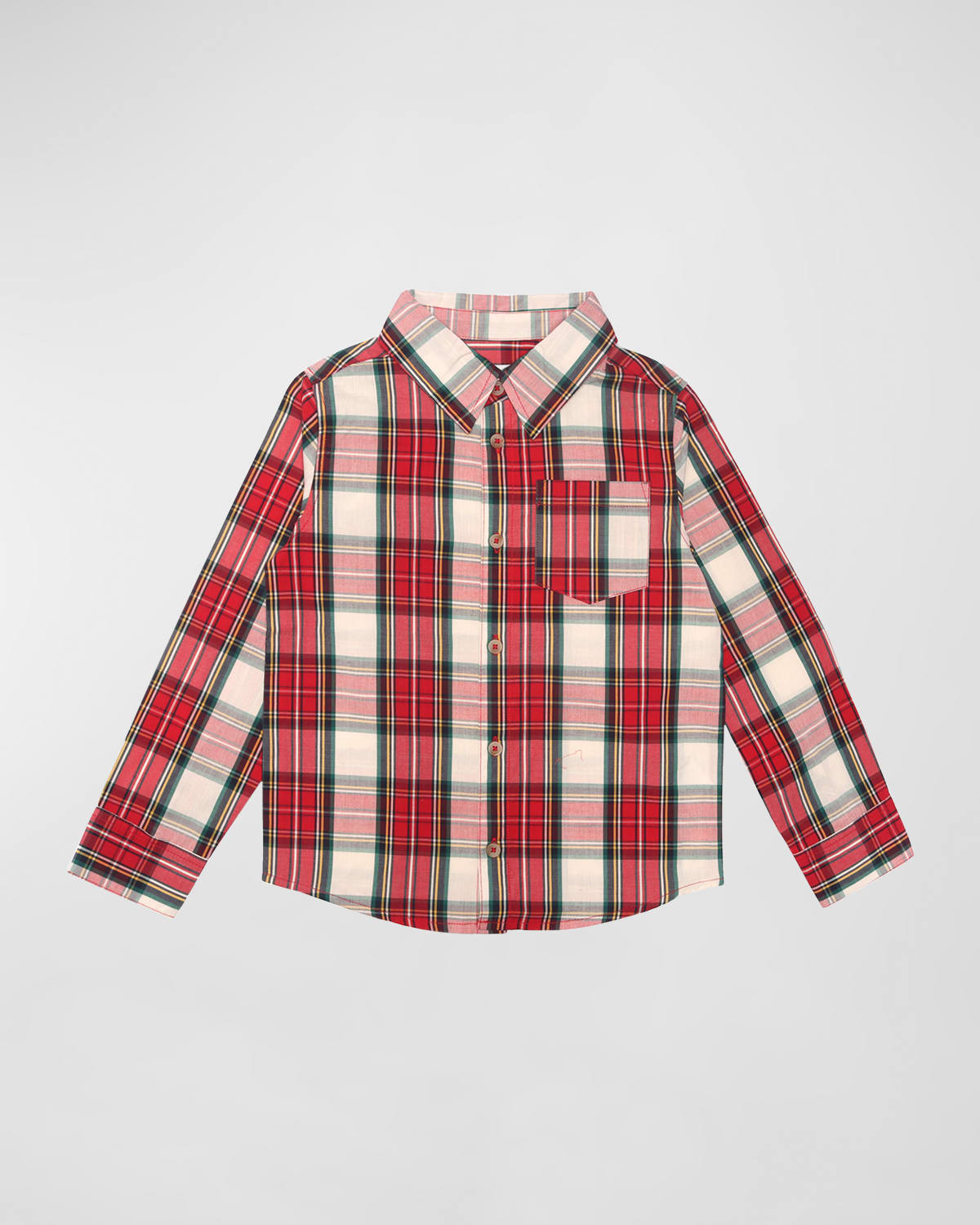 Boy's Red Tartan Poplin Button Down Shirt, Size 3M-8 | Neiman Marcus