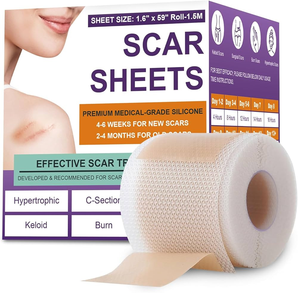 Silicone Scar Sheets, Medical Grade Silicone Scar Tape for Surgical, Hypertrophic, Keloid, C-Sect... | Amazon (US)