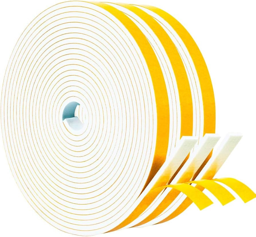 Yotache Weather Stripping Door Seal Strip White 3/8" x 1/8", 50Ft Total, Foam Insulation Tape Gas... | Amazon (US)