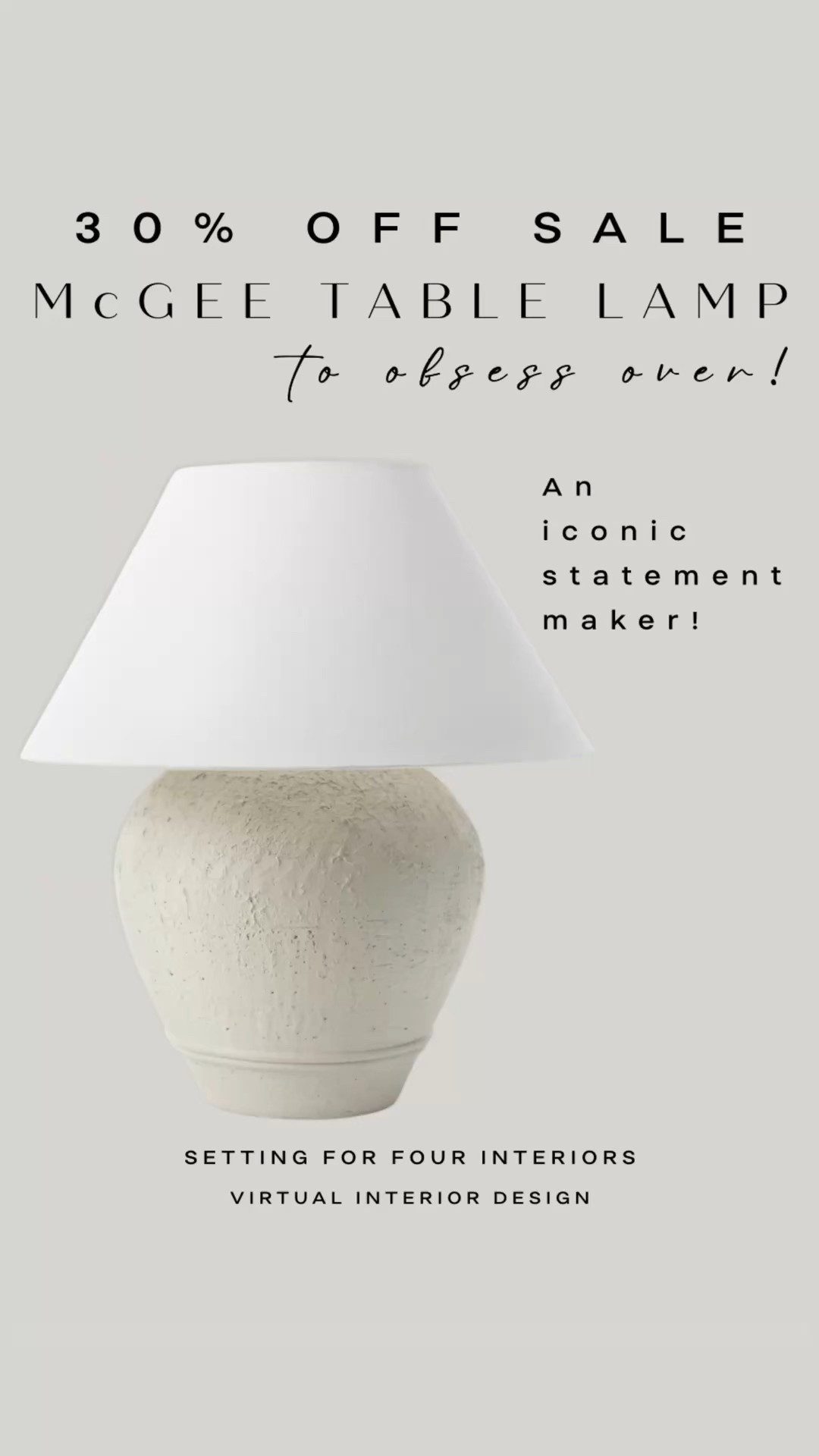 30% off the iconic McGee table lamp! Gorgeous style and texture.
Neutral, lighting, tapered shade, white, table decor, nightstand light idea, living room, bedroom, entryway, organic modern, transitional, minimalist, earthy, #LTKStyle tip 

#LTKmomlife #LTKSaleAlert #LTKHome
