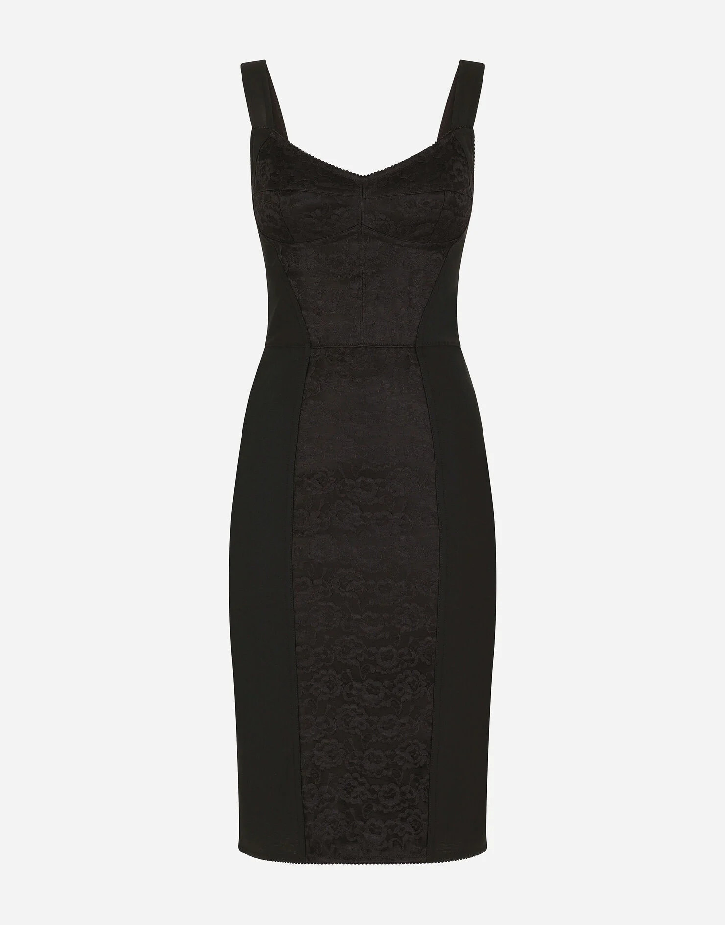 Corset-style midi dress in powernet and lace | Dolce & Gabbana US