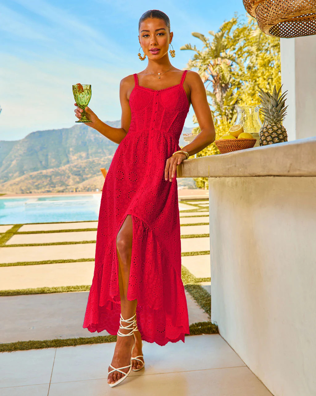 Glow Together Corset Cotton Eyelet Maxi Dress | VICI