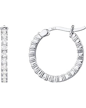 Amazon.com: PAVOI 14K Gold Plated 925 Sterling Silver Post Cubic Zirconia Hoop Earrings | Rose Go... | Amazon (US)