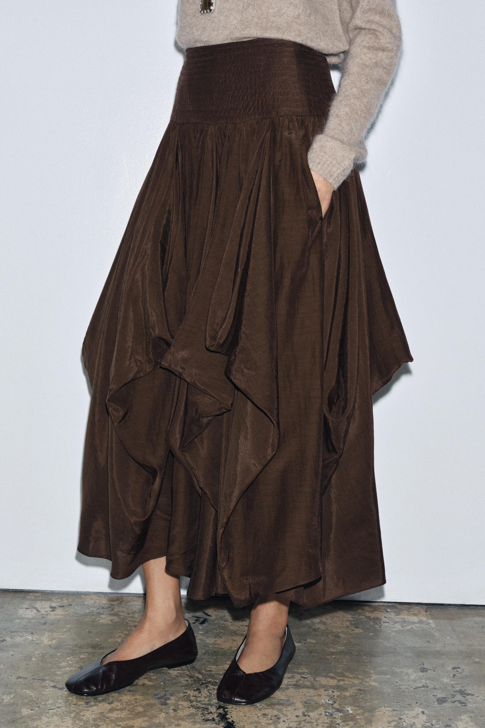 ZW COLLECTION VOLUMINOUS MIDI SKIRT | Zara US