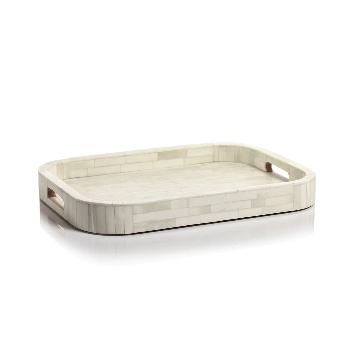 Maha White Bone Tray with Rounded Corners | Megan Molten