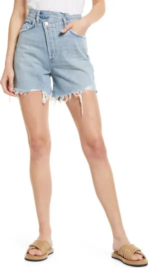 Crisscross Super High Waist Organic Cotton Denim Shorts | Nordstrom