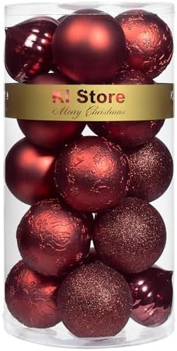KI Store Red Christmas Balls 20pcs 3.15-Inch Christmas Tree Decoration Ornaments for Xmas Tree Ho... | Amazon (US)