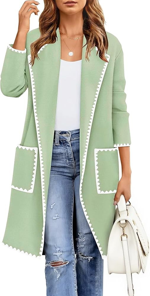 Women's Long Cardigan Sweaters, 2025 Fall Fashion Casual Oversized Knit Open Front Coatigan Jacke... | Amazon (US)