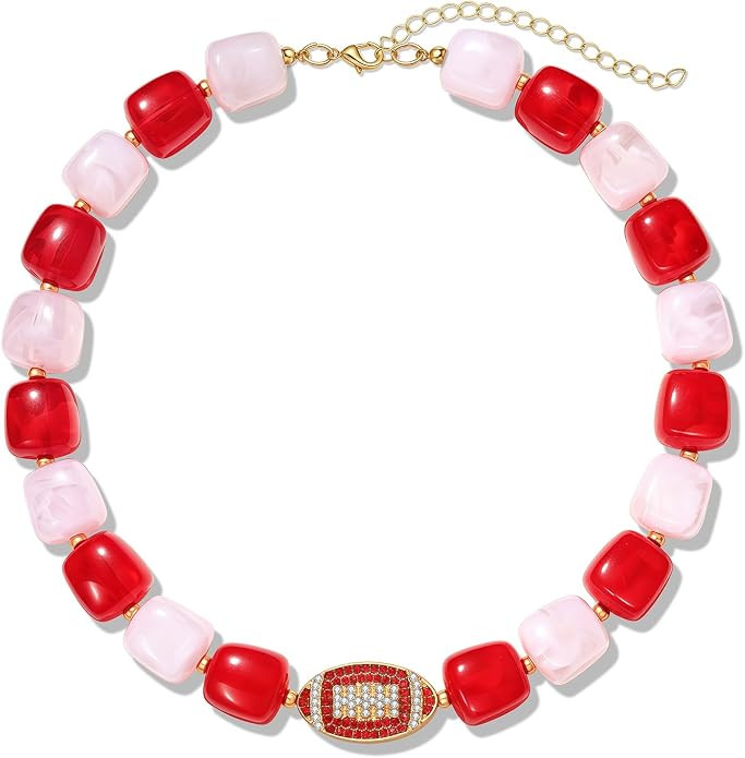 MOLOCH Chunky Beaded Necklaces for Women Football Game Day Necklace Statement Jewelry Tailgate Pa... | Amazon (US)