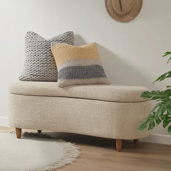 INK IVY Bailey Boucle-Style Curved Storage Accent Bench | Bed Bath & Beyond