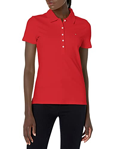 Tommy Hilfiger Women's Classic Short Sleeve Polo Shirt, Ultra Scarlet, XX-Large | Amazon (US)