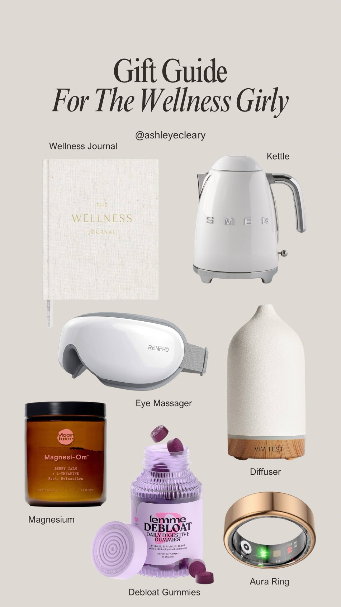 Gift guide for the wellness girly!

wellness, gifts for her, homebody, self care, stress relief, recovery, wellbeing 

#LTKGiftGuide #LTKHoliday #LTKItBag