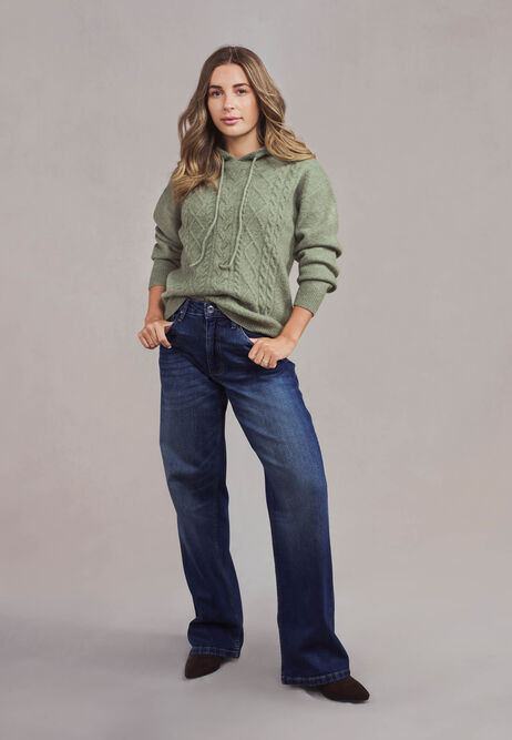 Womens Mid Blue High Rise Wide Leg Jeans | Peacocks