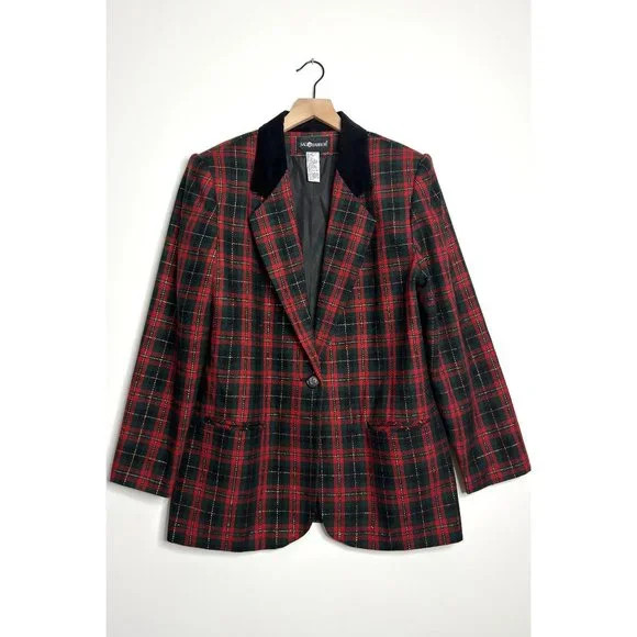 SAG HARBOR Wool Blend Tartan Plaid Blazer | Poshmark