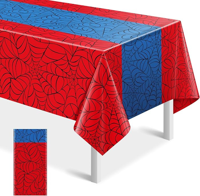 1Pcs Spider Web Themed Birthday Party Tablecloths Decorations,Red Blue Hero Plastic Table Cover D... | Amazon (US)