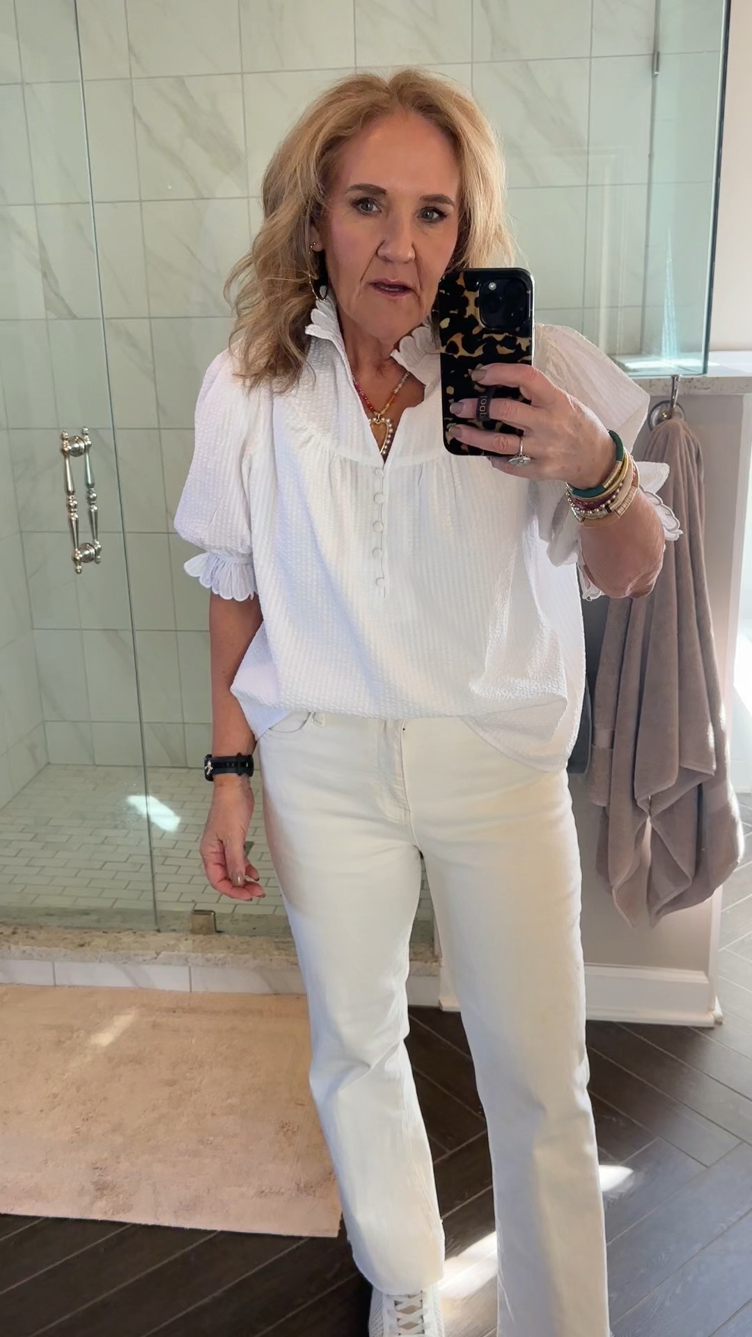 Avara 15% off code NANETTE15
Blouse size medium 
Jeans in ecru size 29. Also come in bright white 

Sneakers tts slip on kind of roomie. 


#LTKOver40 #LTKFindsUnder100 #LTKWatchNow
