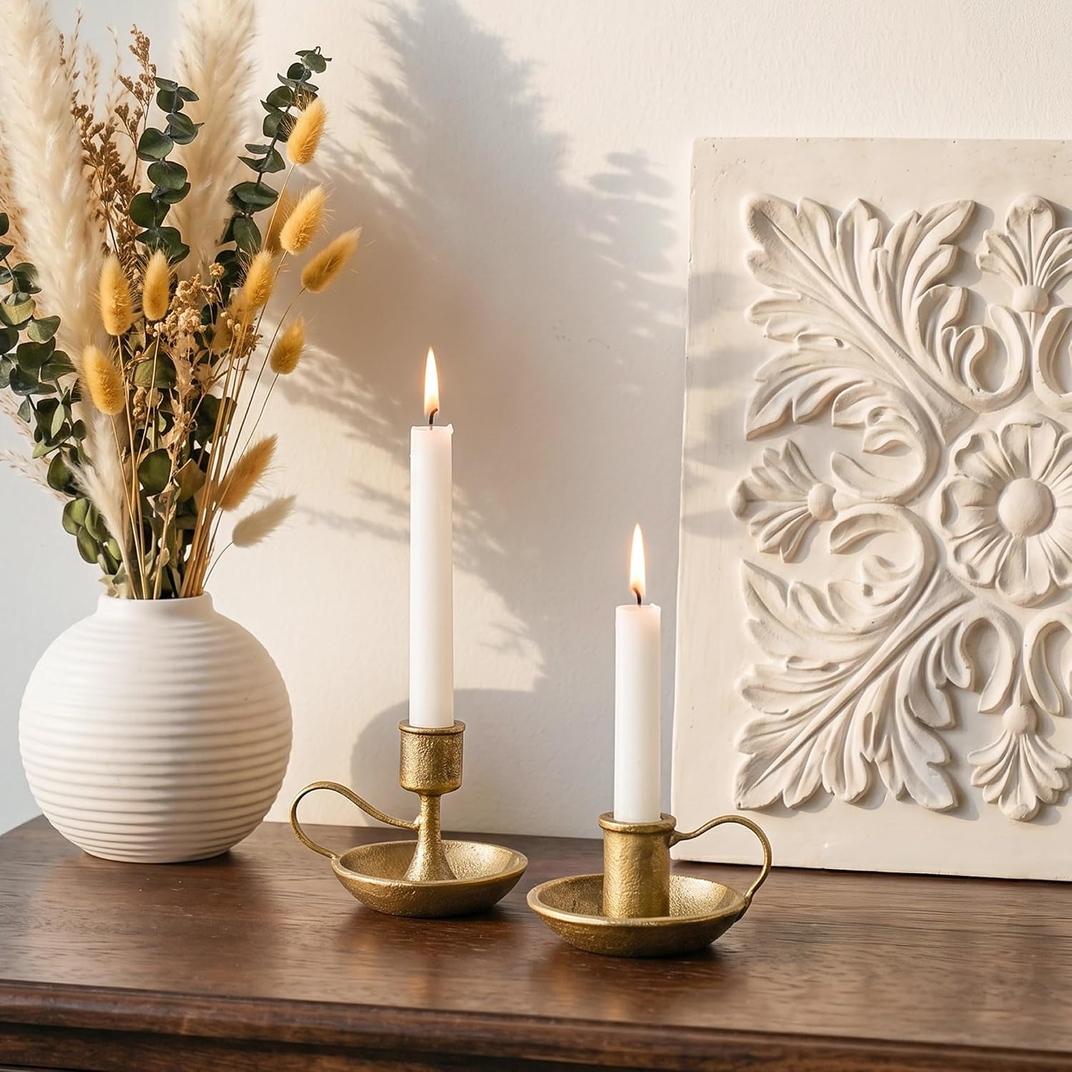 Vintage Brass Candlestick Holders: Cast Iron Taper Candle Holders | Amazon (US)