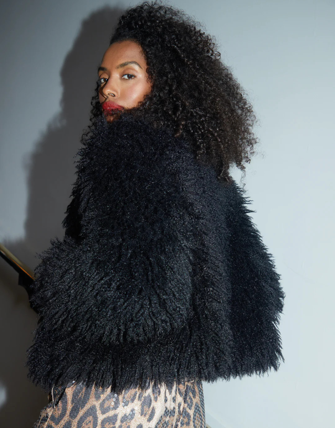 Black Mongolian Faux Fur Coat | Threadbare