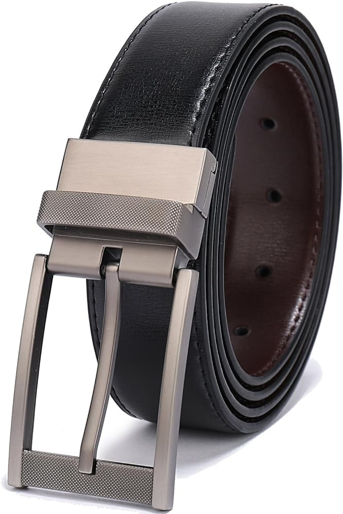 Belts for Men Reversible Leather 1.25” Waist Strap Fashion Dress Buckle Beltox | Amazon (US)