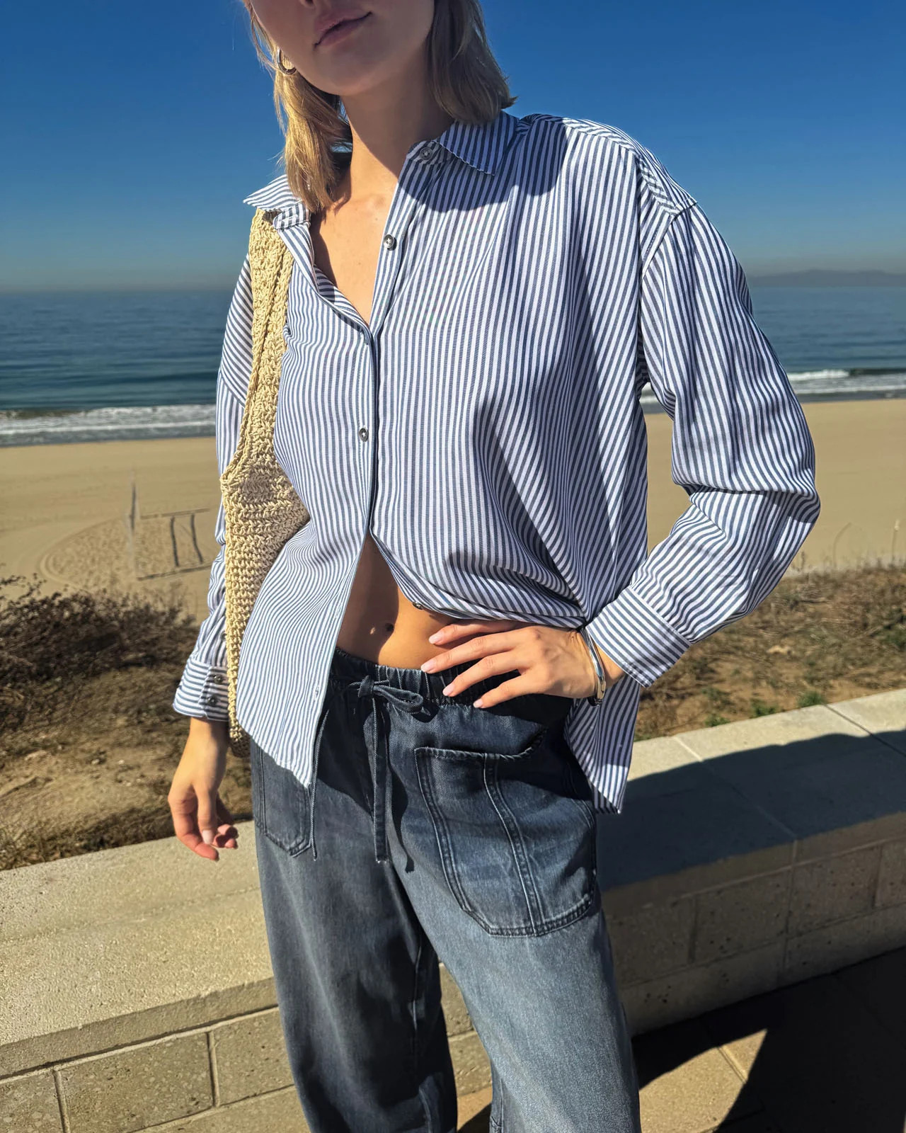 Splendid - Ella Stripe Button Down - Navy/White | Splendid