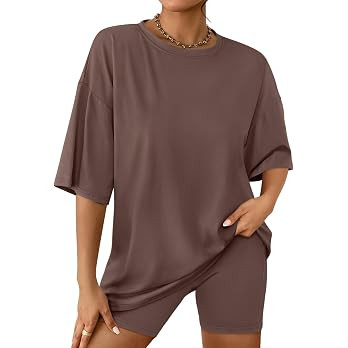 AUTOMET 2 Piece Sets for Women Oversized Tshirts & Biker Shorts | Amazon (US)