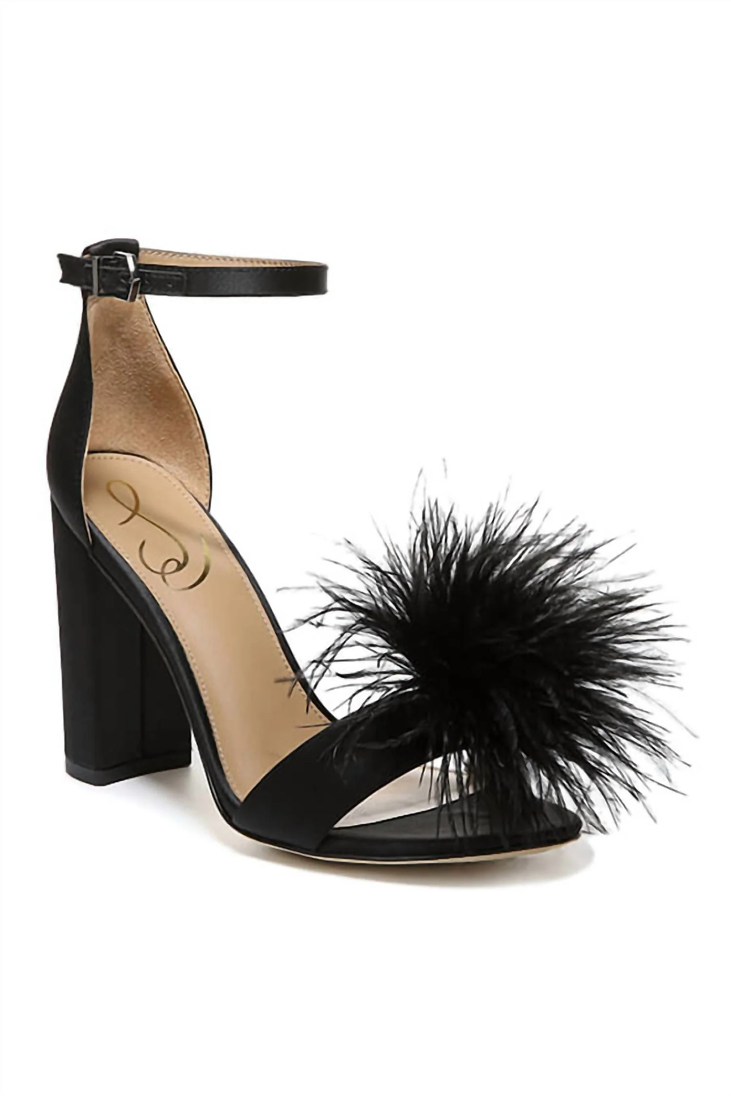 Women's Yaro Feather Heel Sandals In Black | Shop Simon