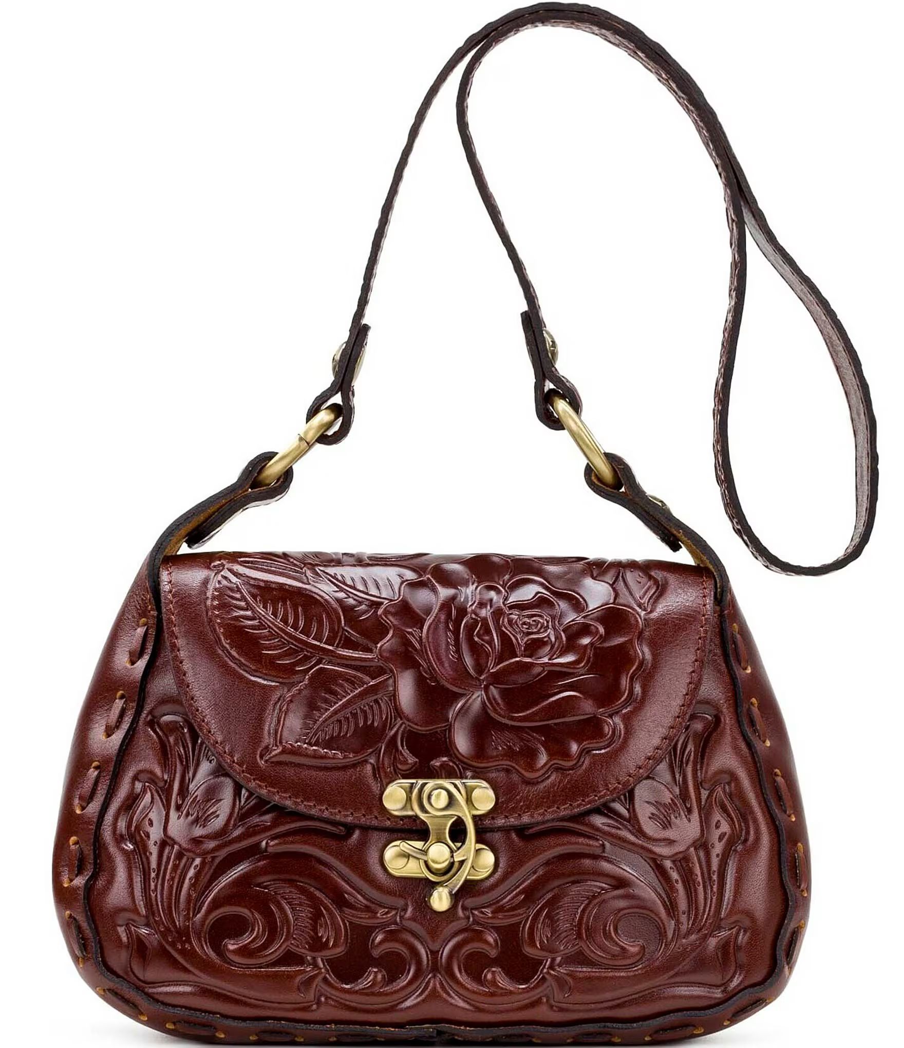 Rose Tooling Collection Micaela Floral Leather Shoulder Bag | Dillards