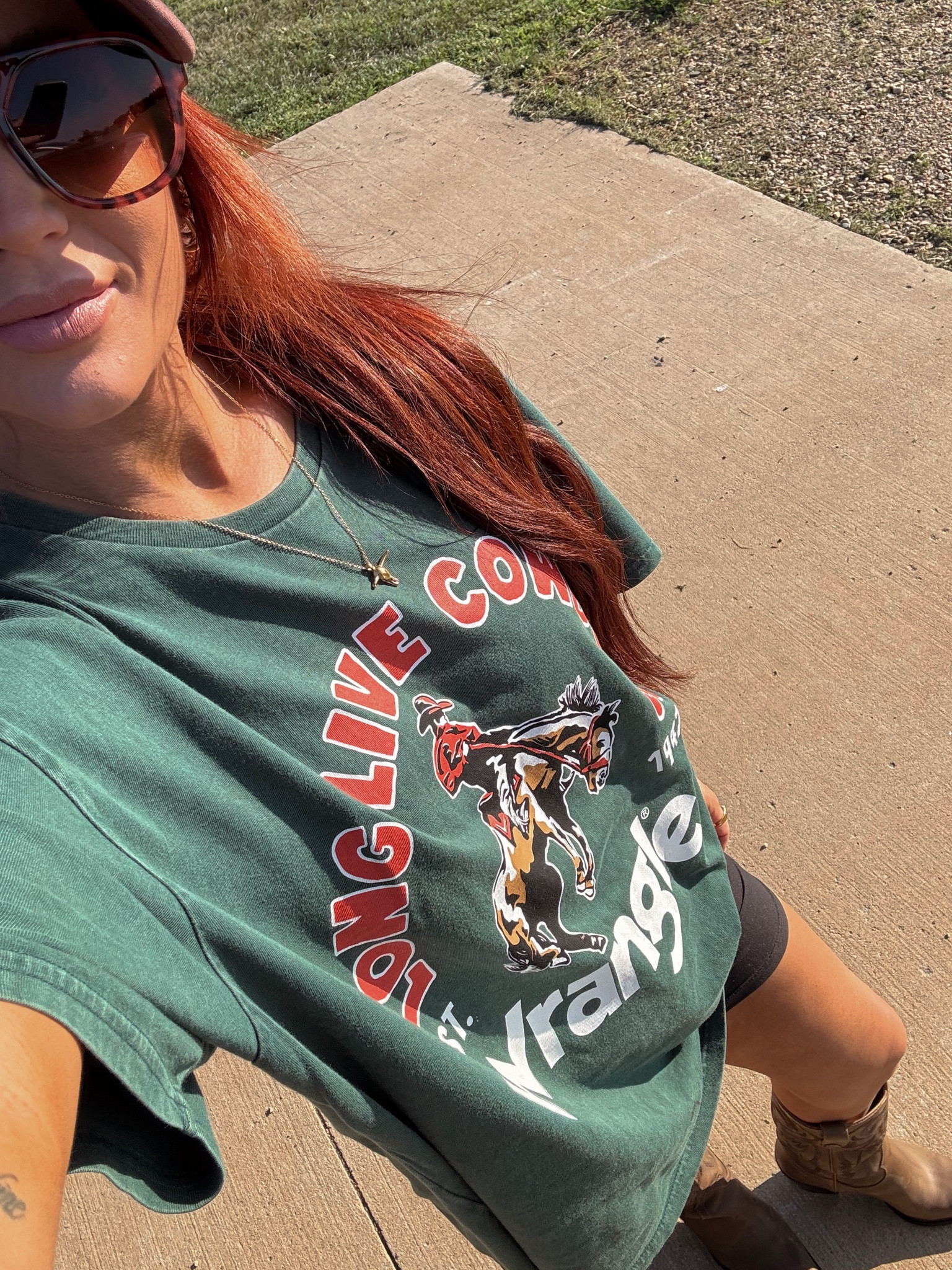 Oversized tees and cowboy boots 24/7