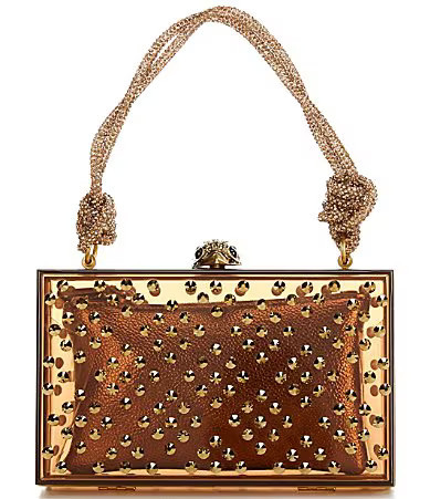 Kurt Geiger London Tortoise Rhinestone Embellished Box Clutch - Bronze | Dillard's
