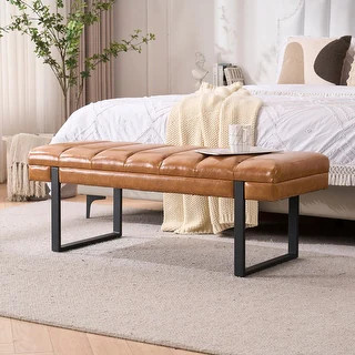 Upholstered Bedroom Bench Tufted Entryway Bench Modern End of Bed Bench Dining Bench with Gold/Bl... | Bed Bath & Beyond