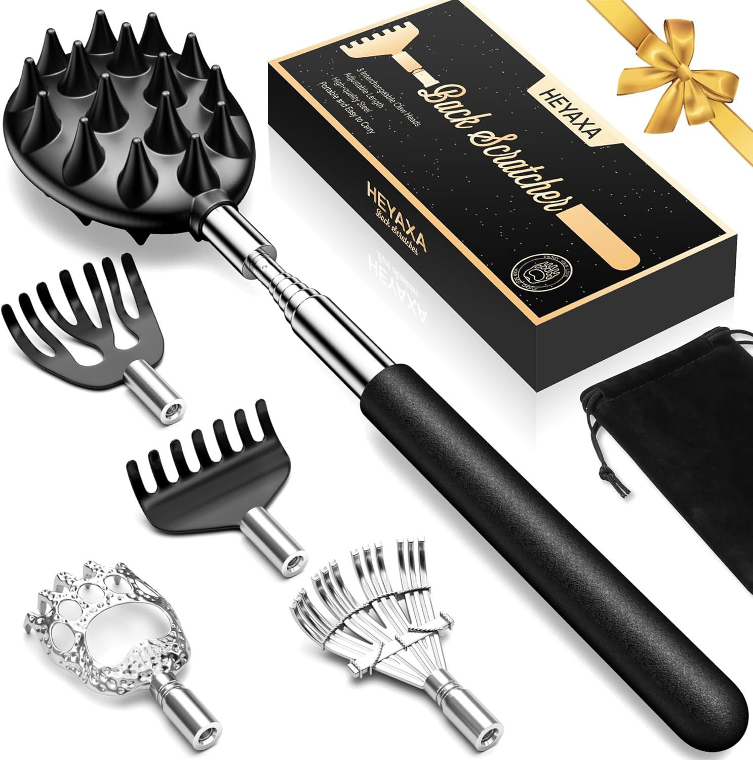 Telescoping Back Scratcher with 3 Detachable Heads, Gifts for Christmas, Stocking Stuffers for Me... | Amazon (US)