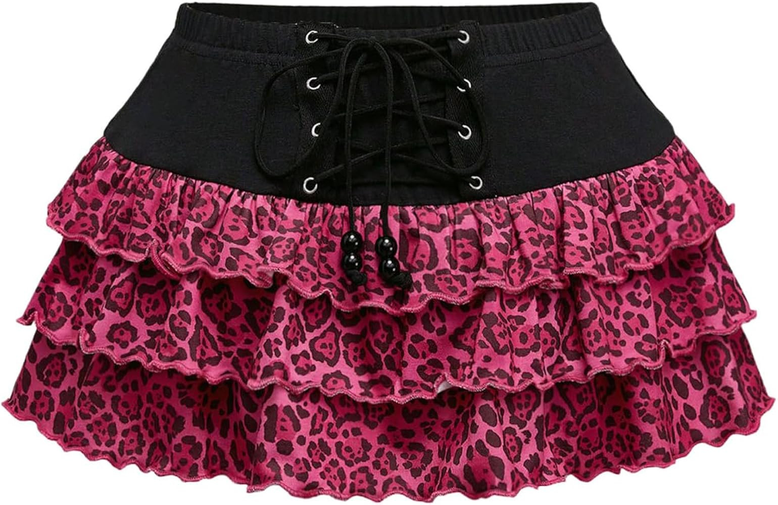 MakeMeChic Women's Cheetah Print Mini Skirt Lace Up Tiered Ruffle Flowy Y2k Skorts | Amazon (US)