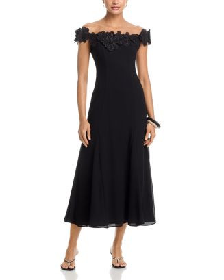 Appliqué Floral Off-the-Shoulder Midi Dress - Exclusive | Bloomingdale's (US)
