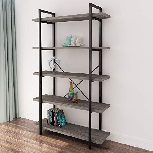 Amazon.com: 45MinST 5-Tier Vintage Industrial Style Bookcase/Metal and Wood Bookshelf Furniture f... | Amazon (US)