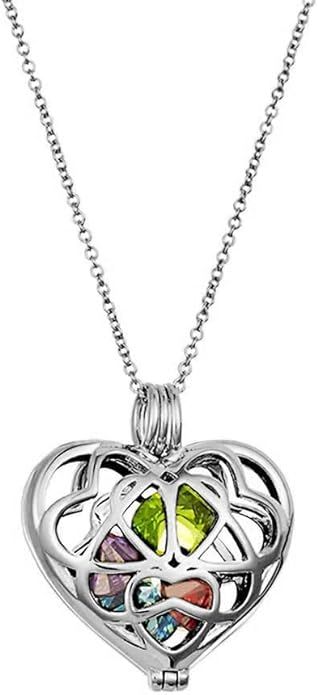 EVE'S ADDICTION Sterling Silver Personalized 6mm Round Simulated Birthstone Heart Caged Locket (1... | Amazon (US)