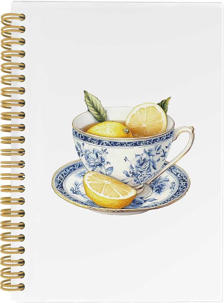 Chinoiserie Teacup Lemon Notebook, Blue and White Journal Notebooks, Blue Aesthetic Office Suppli... | Amazon (US)