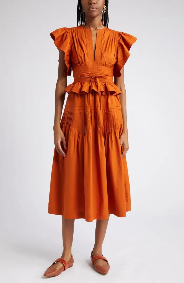 Florence Plunge Neck Cotton Dress | Nordstrom