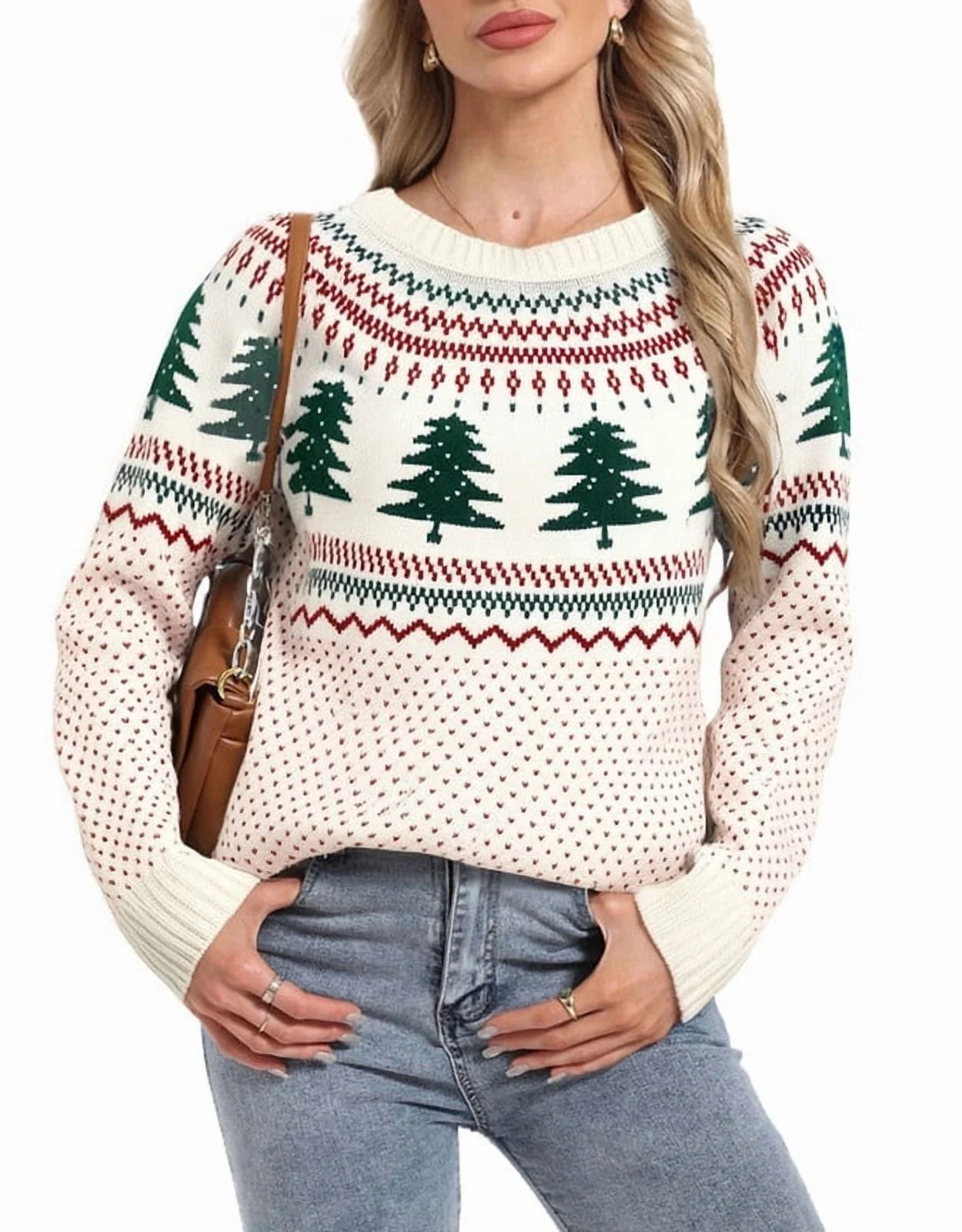 Christmas Sweaters for Women Chritmas Tree and Fair Isle Style Ugly Christmas Sweater Loose Knit ... | Walmart (US)