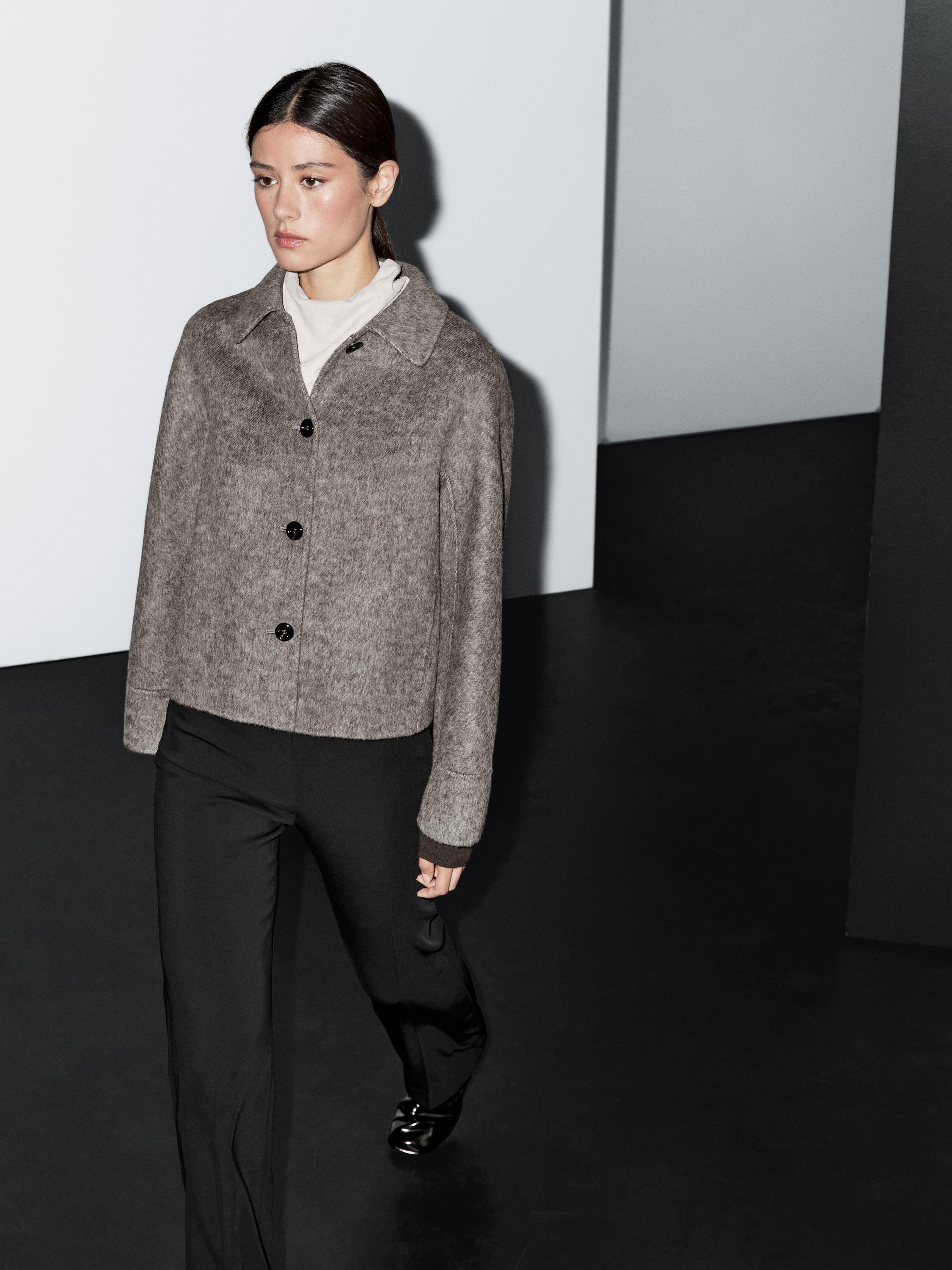 Short flecked coat | Massimo Dutti UK