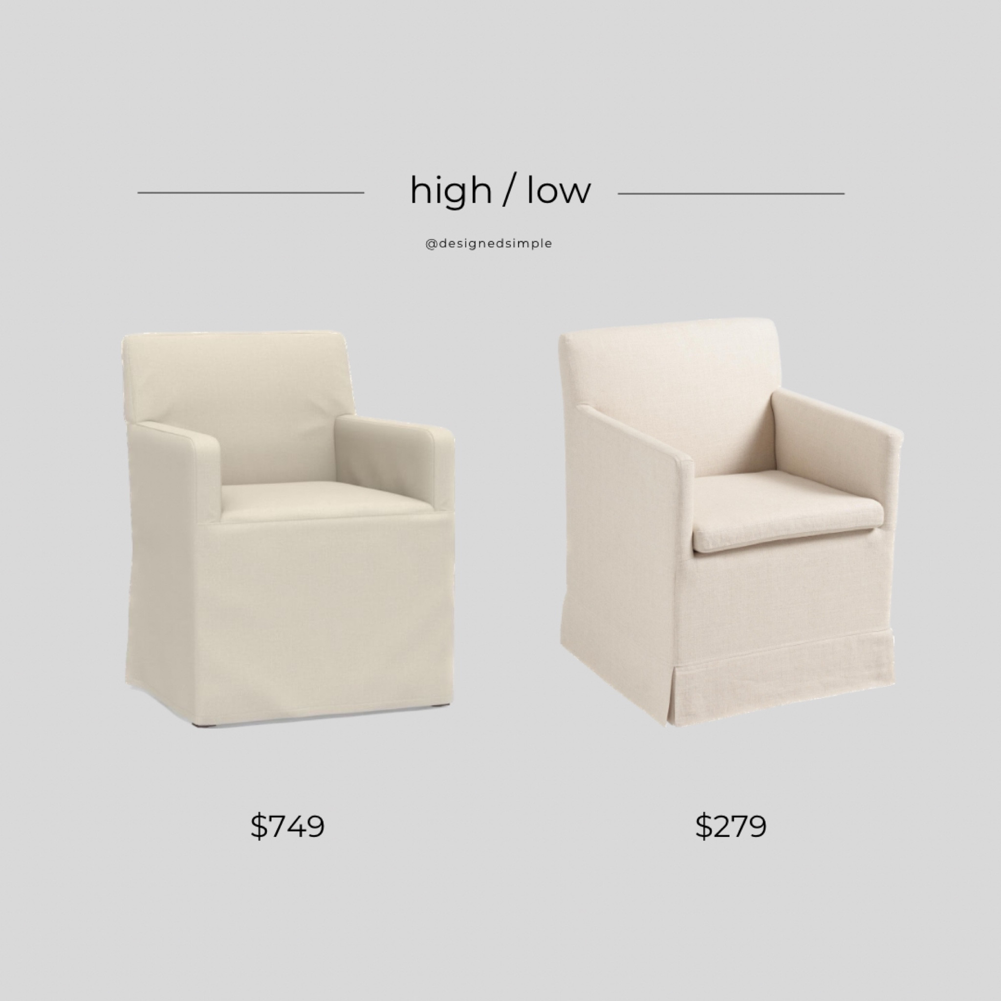 High low, get the look, splurge or save, pottery barn dupe, linen dining chair, slipcovered dining chair, rolling dining chair

#LTKhome #LTKFind #LTKstyletip