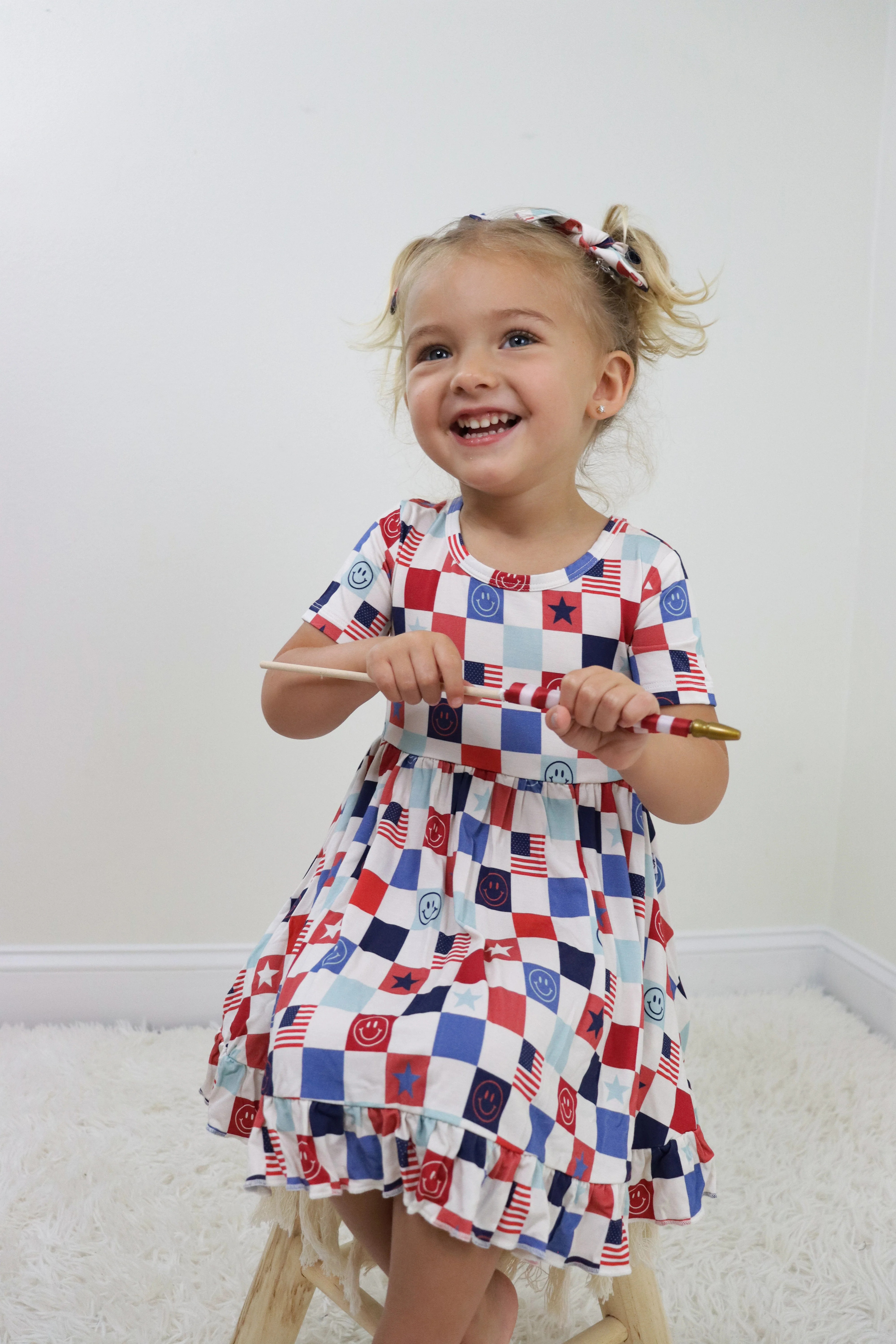 HOME OF THE FREE CHECKERS DREAM RUFFLE DRESS | DREAM BIG LITTLE CO