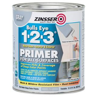 Bulls Eye 1-2-3 31.5 oz. Gray Water-Based Interior/Exterior Primer and Sealer | The Home Depot