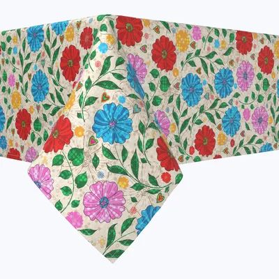 Alejandro Dots on Floral Landscape Tablecloth Rosalind Wheeler Size: 54" x 54 | Wayfair North America