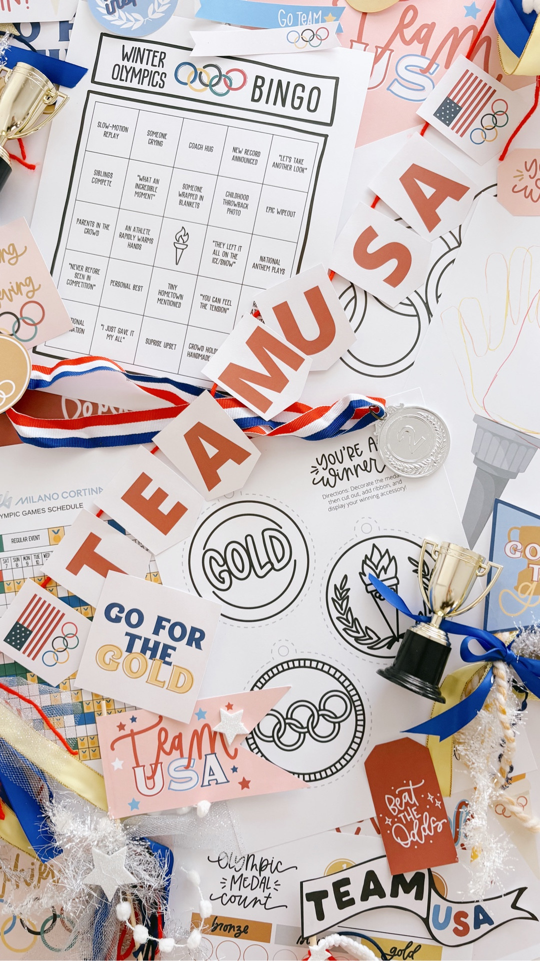 Celebrating the Winter Olympics with new printables from The letter Vee! Activity sheets for the kids, banners, tags, prints, and more! Go for the Gold! 

#LTKHome #LTKKids #LTKSeasonal