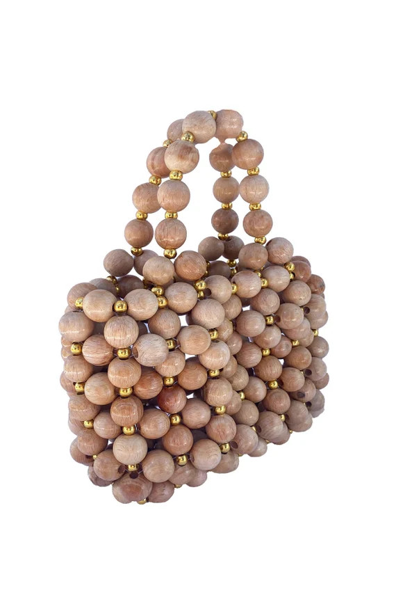 Wooden Gold Beaded Handbag | Etsy | Etsy (US)