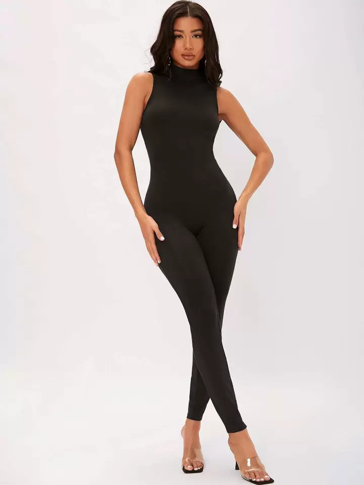 SHEIN Tall Stand Neck Unitard Jumpsuit | SHEIN
