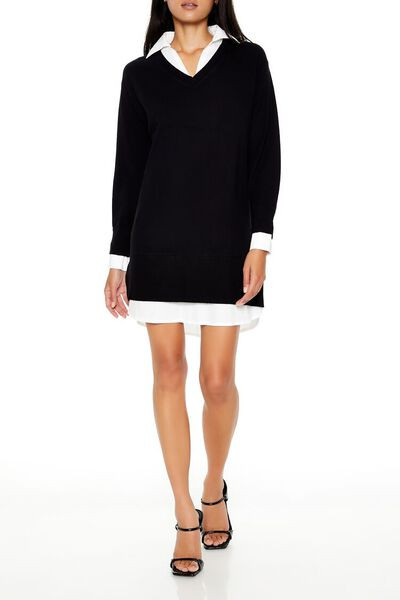 Combo Sweater Shirt Dress | Forever 21
